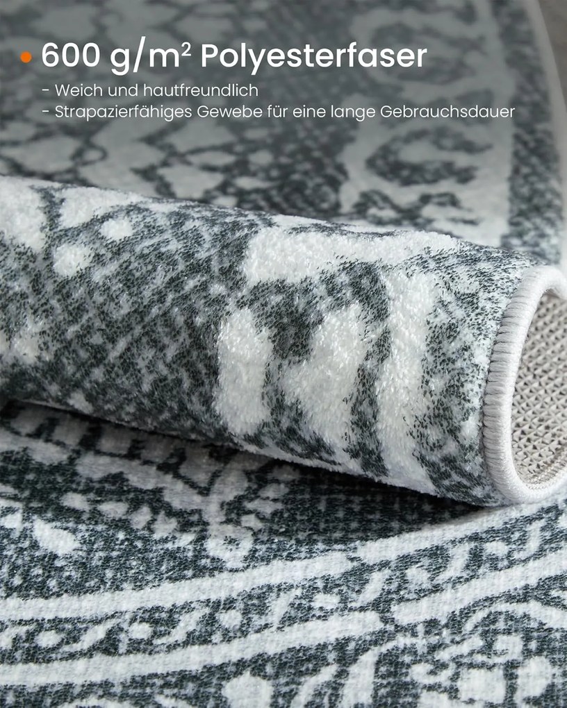 Kerek Szőnyeg, Kültéri Szőnyeg, Boho, 160 cm átmérő, Mosható, Antracitszürke