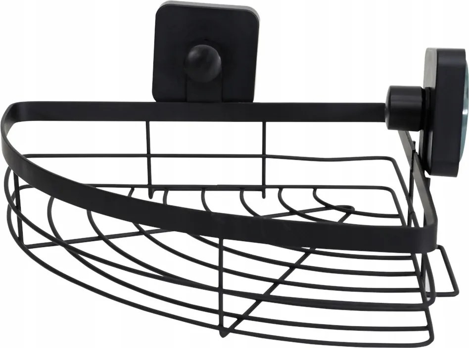 Fürdőszobai Polc Zuhany alá Sarok 22x22x9.5cm Fekete Tapadókorongos