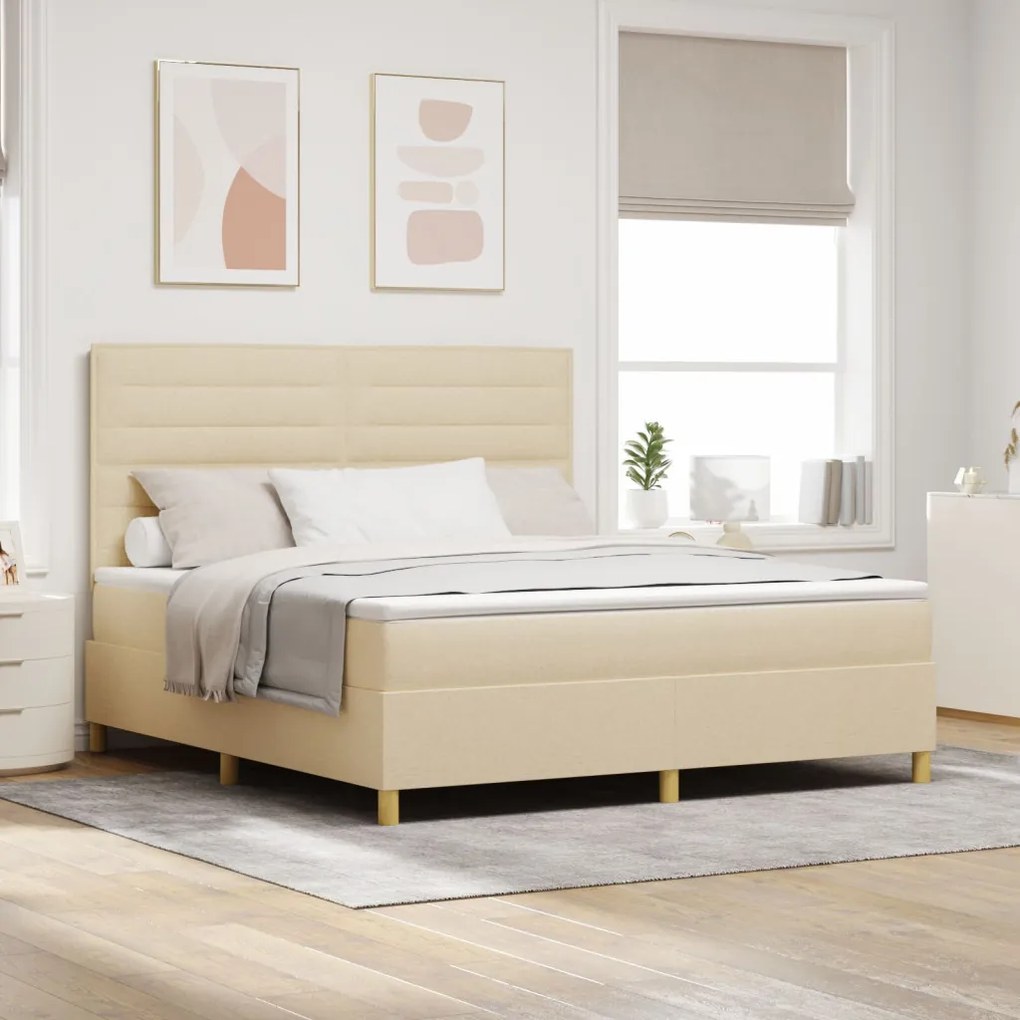 Boxspring Ágy Matraccal Krém Szuper Király Szövet