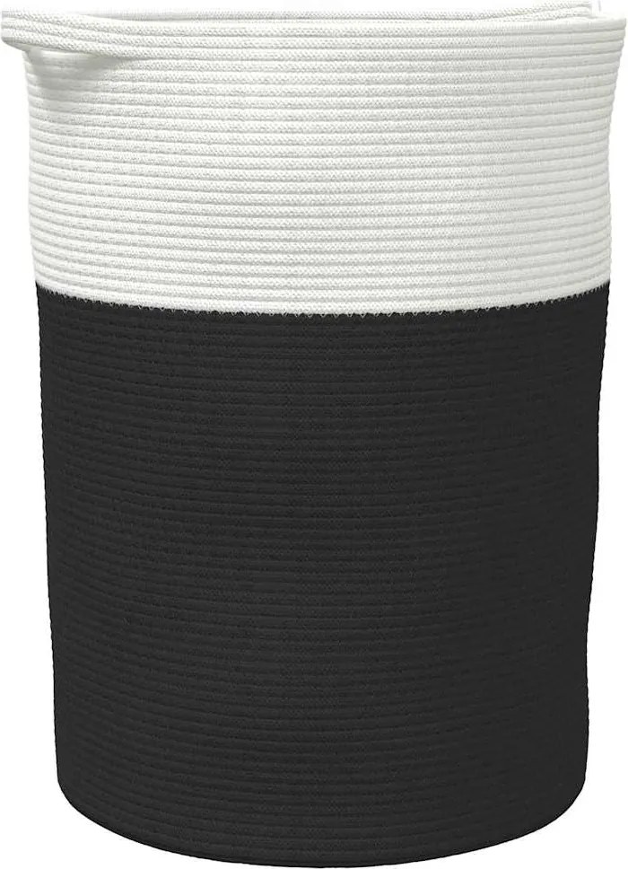 vidaXL fekete-fehér pamut tárolókosár Ø49 x 65 cm