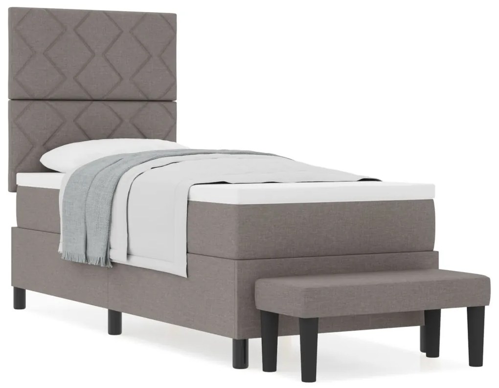 Box Spring Ágy matraccal és paddal Taupe 80x200 cm Szövet