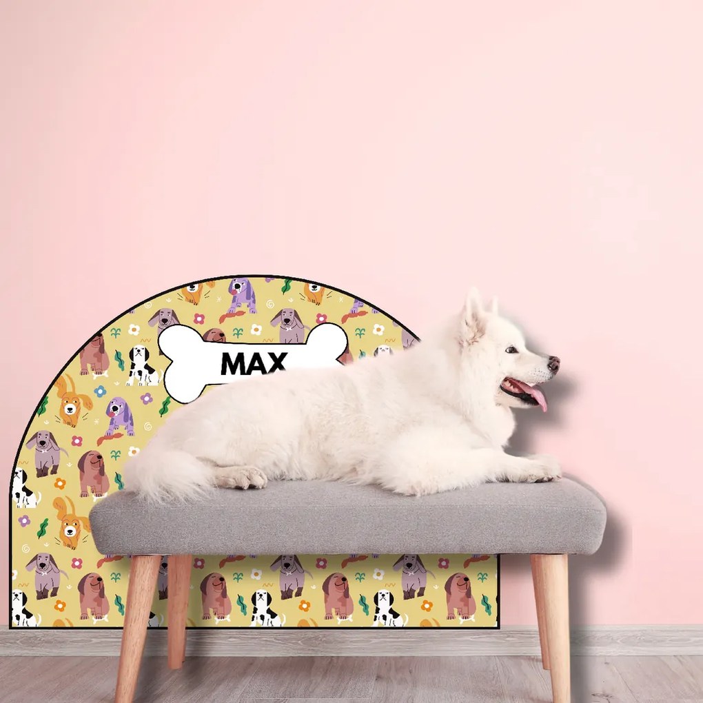 PIPPER. Védő textil falmatrica – Ív – Színes kutyák Méret: 83x60cm, Indíték: névvel