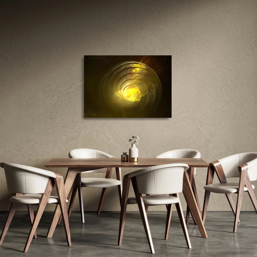 Sárga absztrakt spirál képe (üvegen) (70x50 cm)