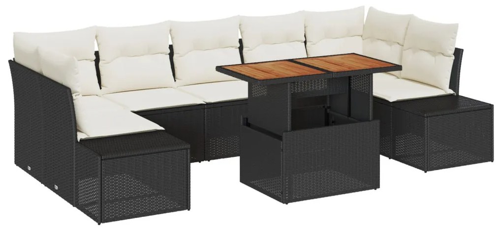 Kerti kanapé szett 8 darabos Krém Rattan