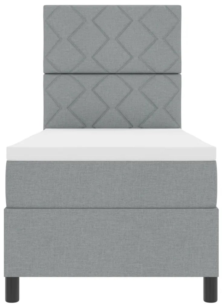 Box Spring Ágy Matresszel Világosszürke 80x200 cm Textil