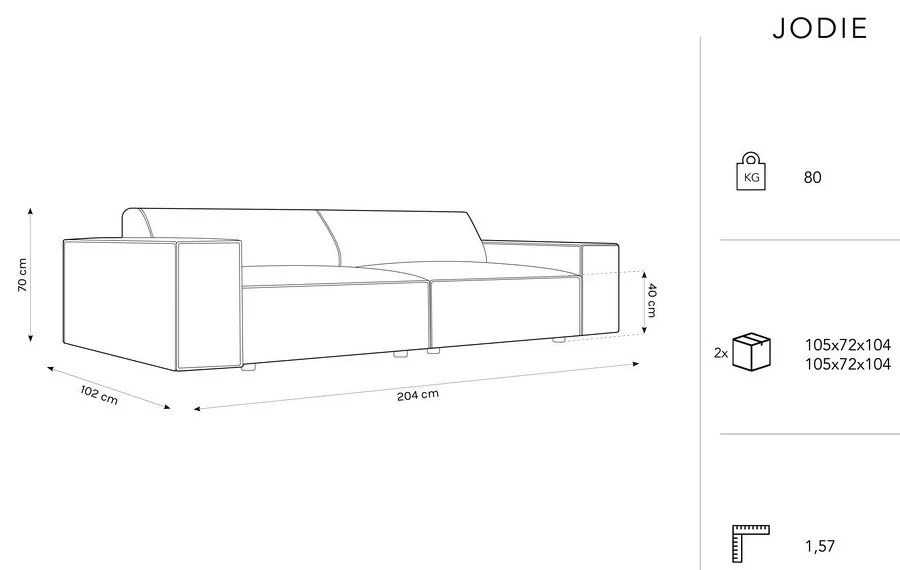 Bézs buklé szövet kanapé 204 cm Jodie – Micadoni Home