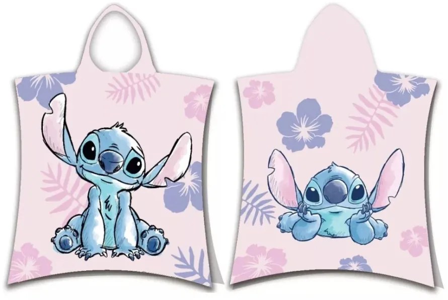 Disney Lilo és Stitch, A csillagkutya Pink strand törölköző poncsó 50x115 cm