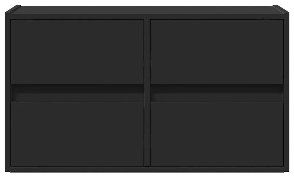 fekete fali TV-szekrény LED-világítással 80x31x45 cm