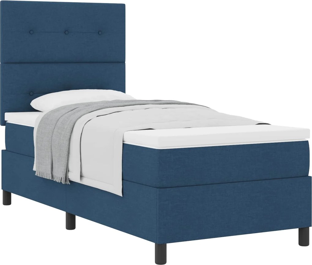 vidaXL Boxrugós ágy matracmal fejtámlával Kék 80 x 200 cm szövet