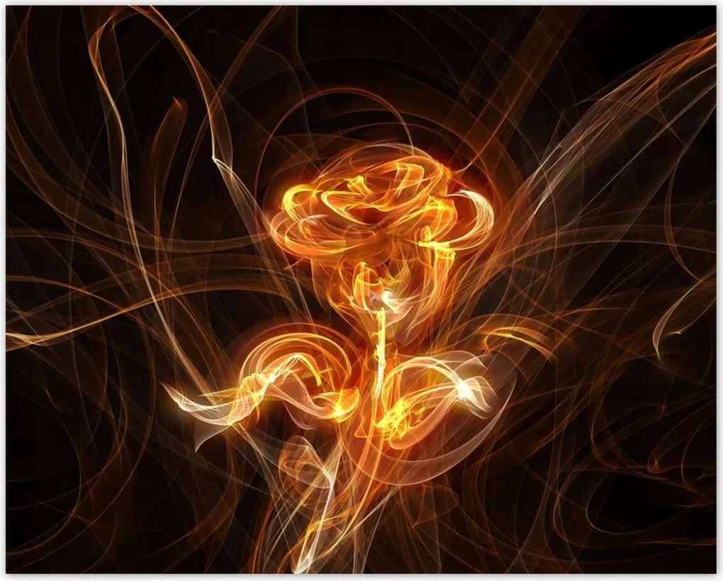 Poszterek 50x40 Lángoló fraktál rózsa