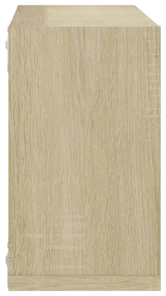 2 db sonoma-tölgyszínű forgácslap fali kockapolc 26x15x26 cm