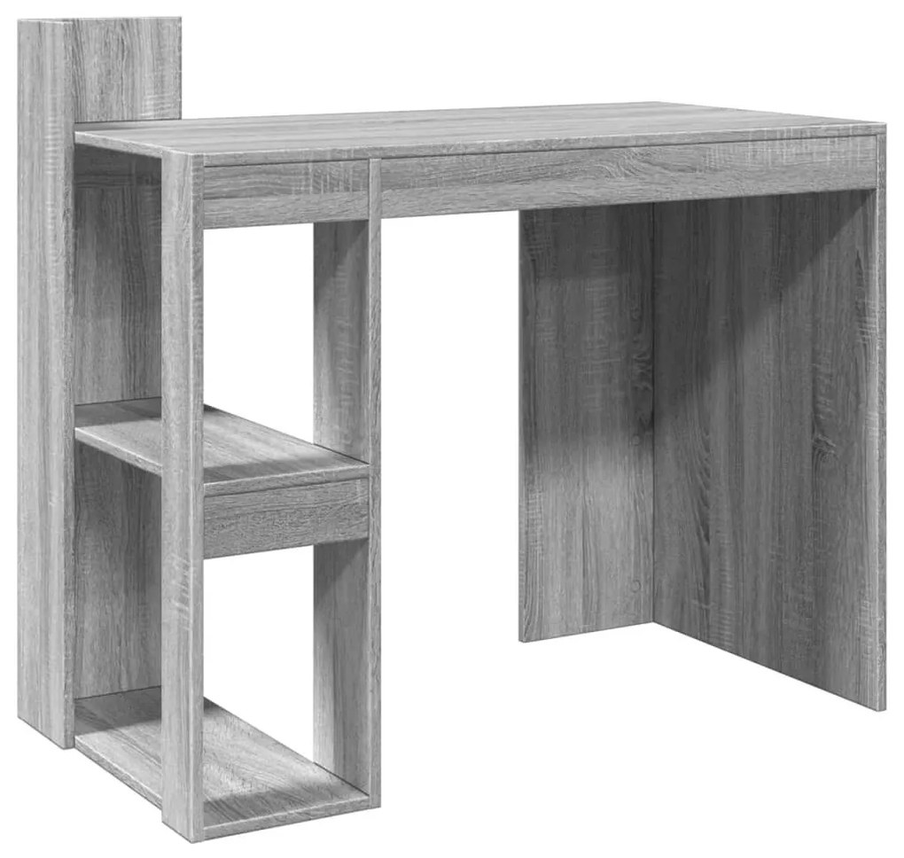szürke sonoma színű szerelt fa irodai asztal 103,5x56,5x94 cm