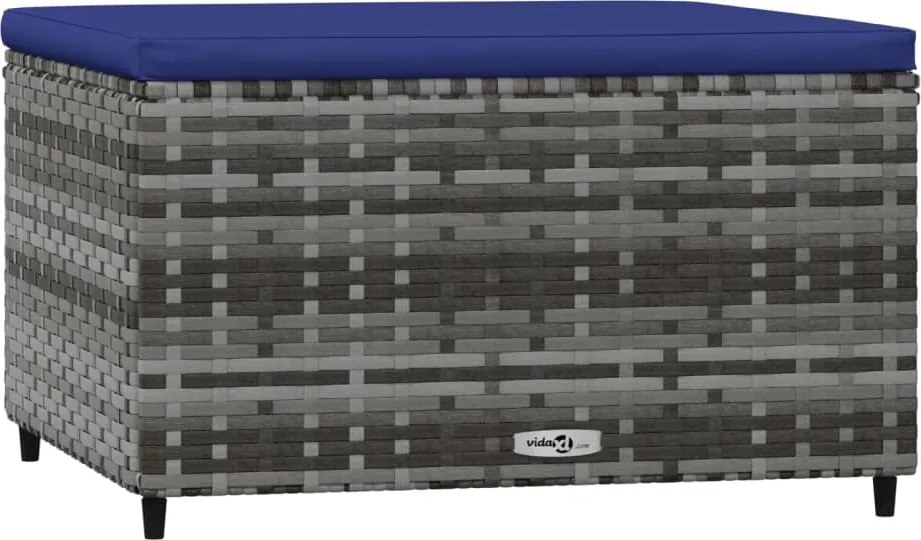 vidaXL szürke polyrattan kerti lábtartó párnával