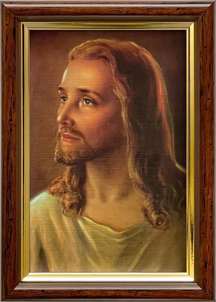 Vászonkép 18x13 Jézus Krisztus Barna Arany Díszített Fa Keret