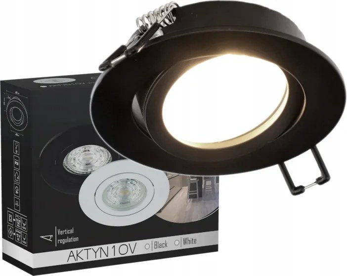 Halogén Mennyezeti Lámpatest Mozgatható Fekete Kerek Edo