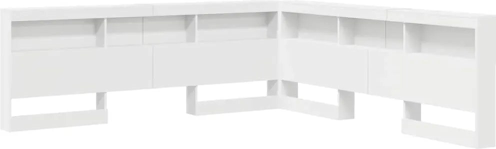 vidaXL Tároló fejtámla polcokkal fejtámlával Fehér 200 cm Faanyag