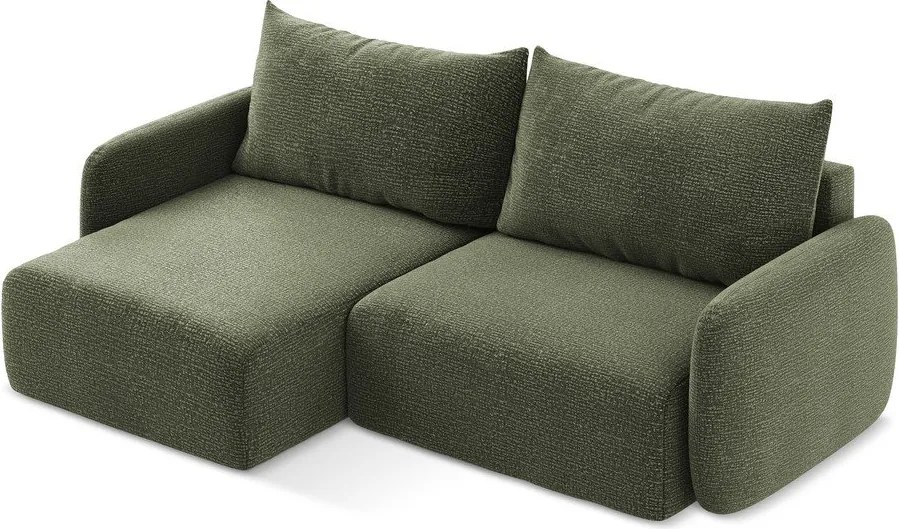 Zöld kinyitható-tárolóhelyes sarokkanapé (bal oldali) Kalena – Makamii