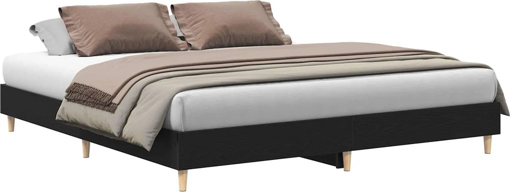 vidaXL Ágykeret Fekete tölgy 203 x 183 x 25 cm Faanyag