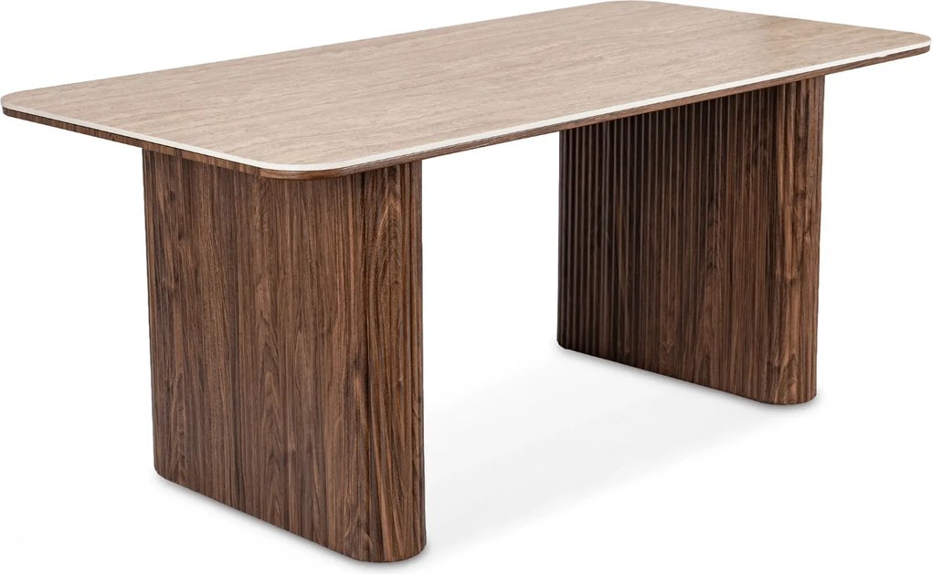 Téglalap alakú étkezőasztal 180 cm méretben, travertin/dió színben ARAMIS