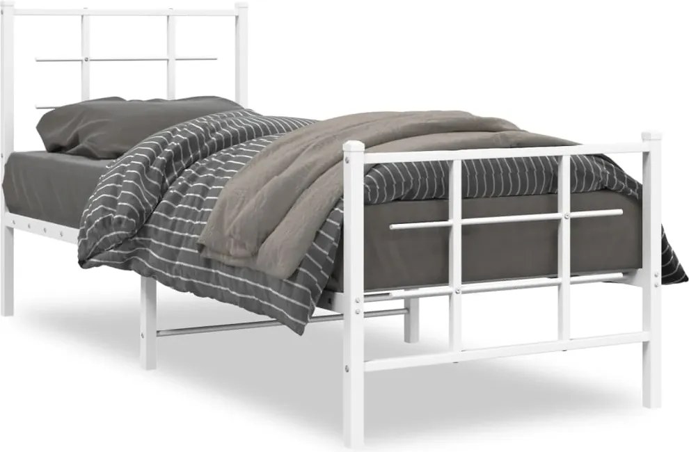 vidaXL fehér fém ágykeret fej- és lábtámlával 75 x 190 cm