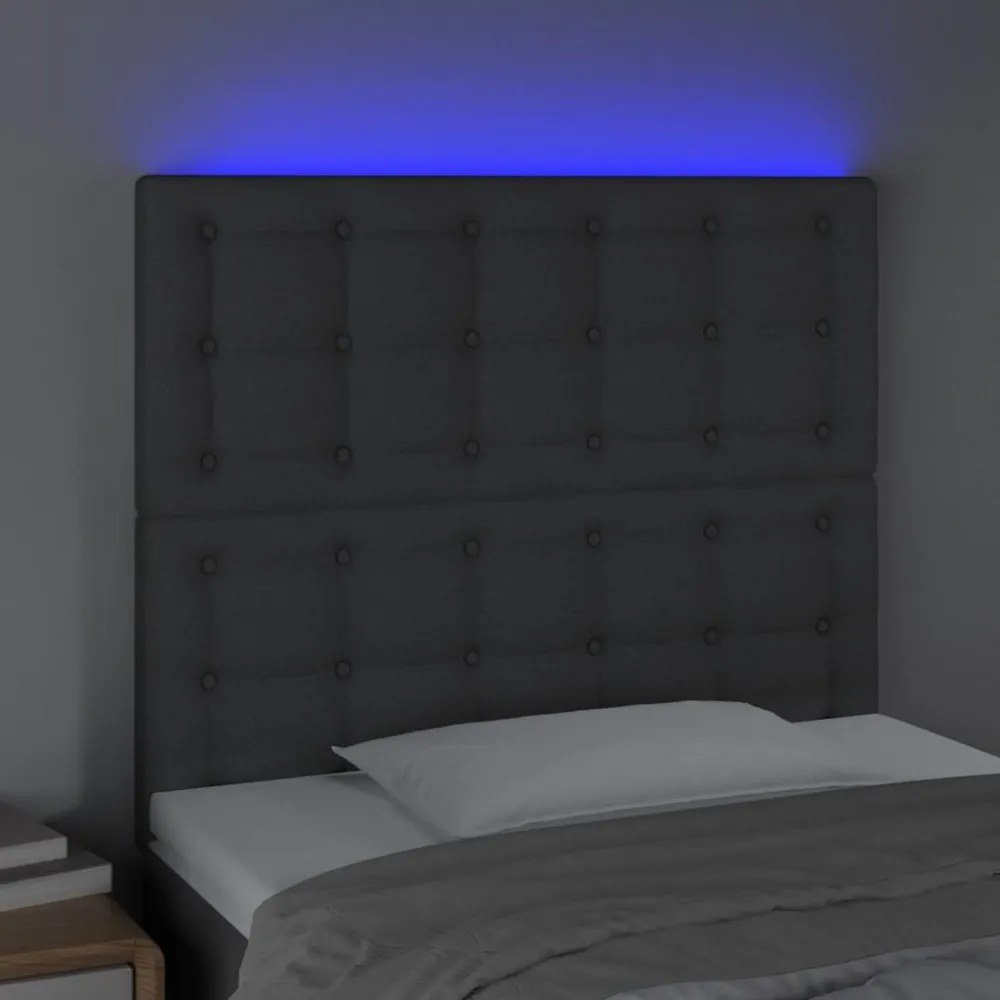 sötétszürke szövet LED-es fejtámla 80x5x118/128 cm