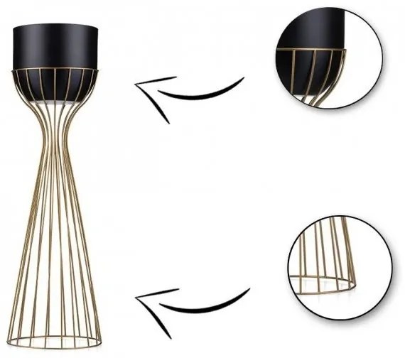 Fém virágcserép LOFT 56x20 cm arany/fekete