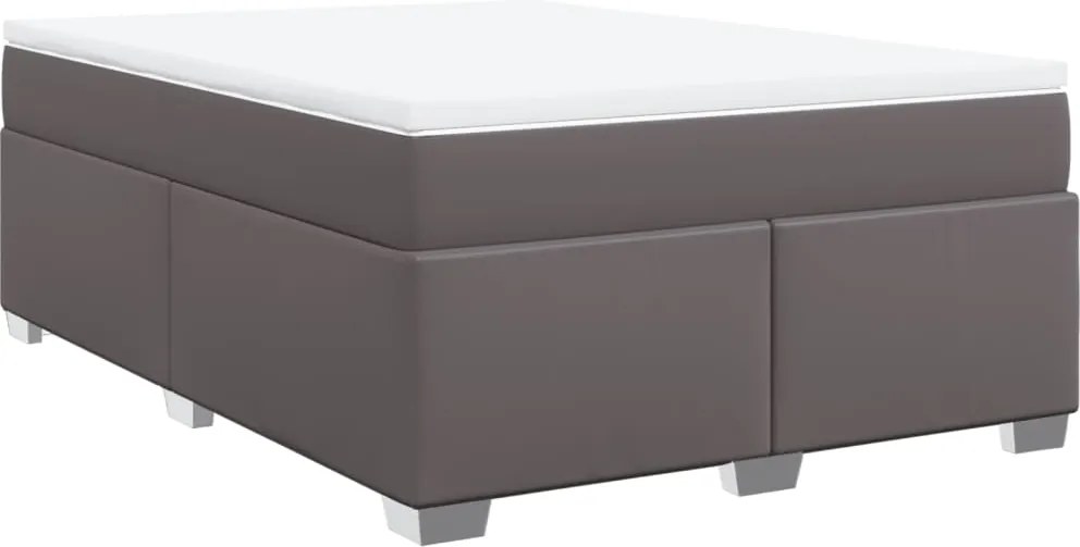 vidaXL szürke műbőr rugós ágy matraccal 140x190 cm
