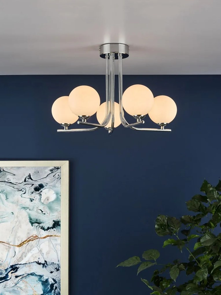 Dar Lighting modern mennyezeti lámpa cradle fehér csiszolt króm darcra5450-02