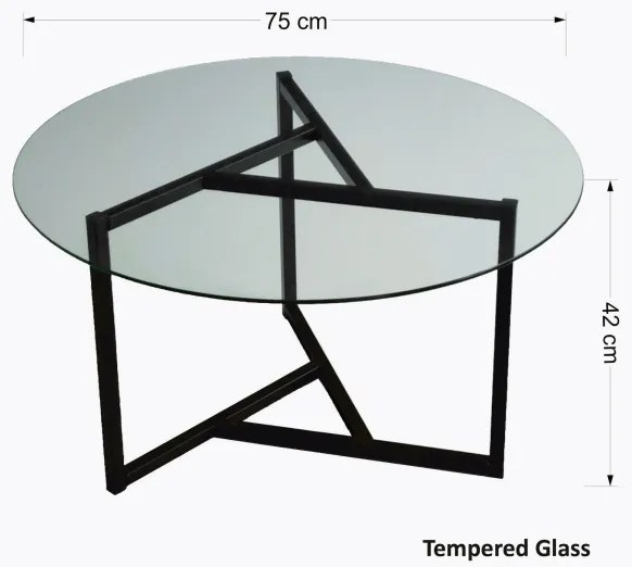 Kávésasztal TRIO 42x75 cm átlátszó/fekete