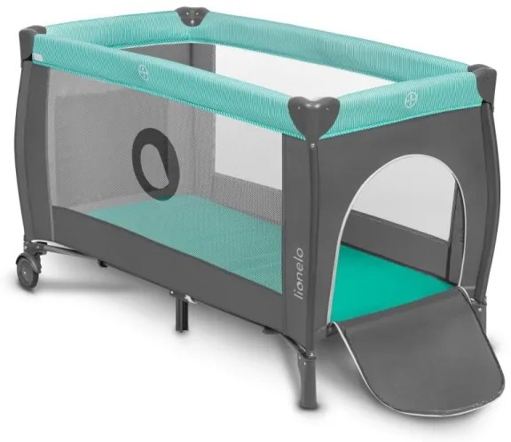 Lionelo - Utazó kiságy SVEN PLUS szürke/türkiz