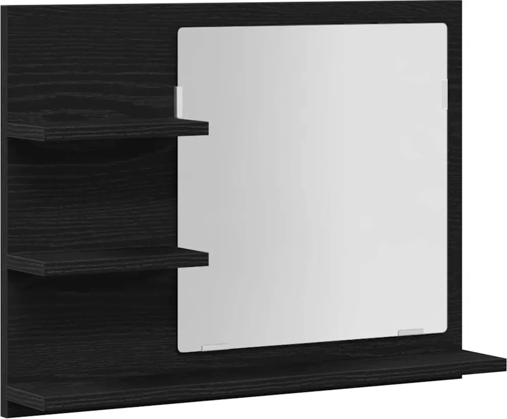 vidaXL fekete tölgy színű szerelt fa fürdőszobai tükör 60x10,5x45 cm