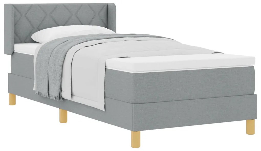 Boxspring Ágy Matrac Fekete Szürke Színben, 100 x 200 cm Szövet