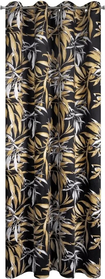 Bársony függöny 140X250 fekete, bézs gallyak mintával