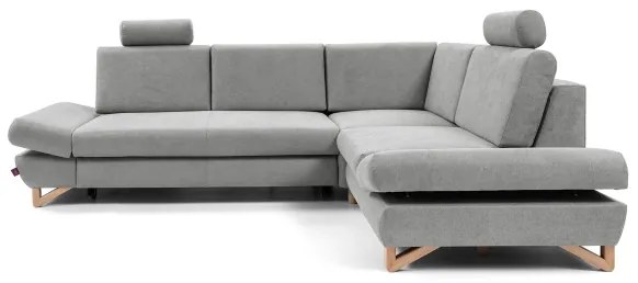 Ággyá nyitható, kárpitozott, jobb oldali L-alakú sarok ülőgarnitúra tárolórekesszel AVESTA, szürke