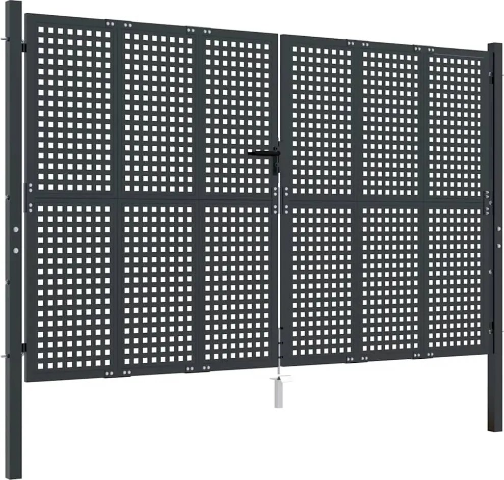 vidaXL antracit színű acél kerti kapu 300 x 200 cm