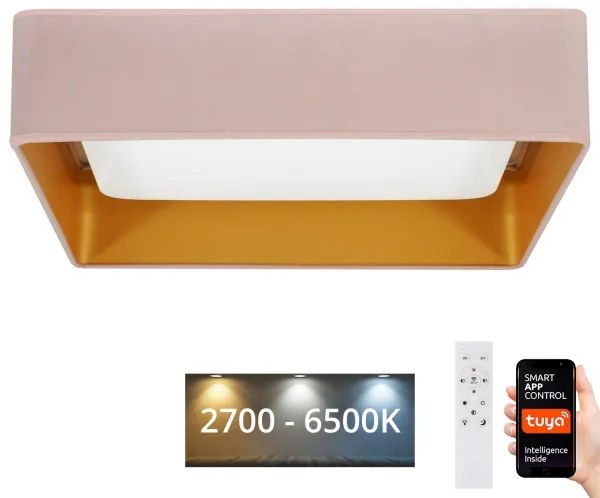 Brilagi-LED Dimmelhető VELVET SQUARE lámpatest LED/36W/230V Wi-Fi Tuya+távirányító rózsaszín