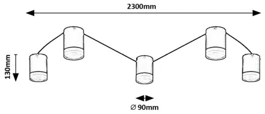 Rabalux 71295 - Mennyezeti lámpa LOOPLAB 5xG9/28W/230V