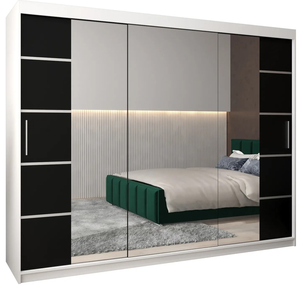 Ruhásszekrény 250 cm Verika 4 250 (fehér + fekete). 1064319