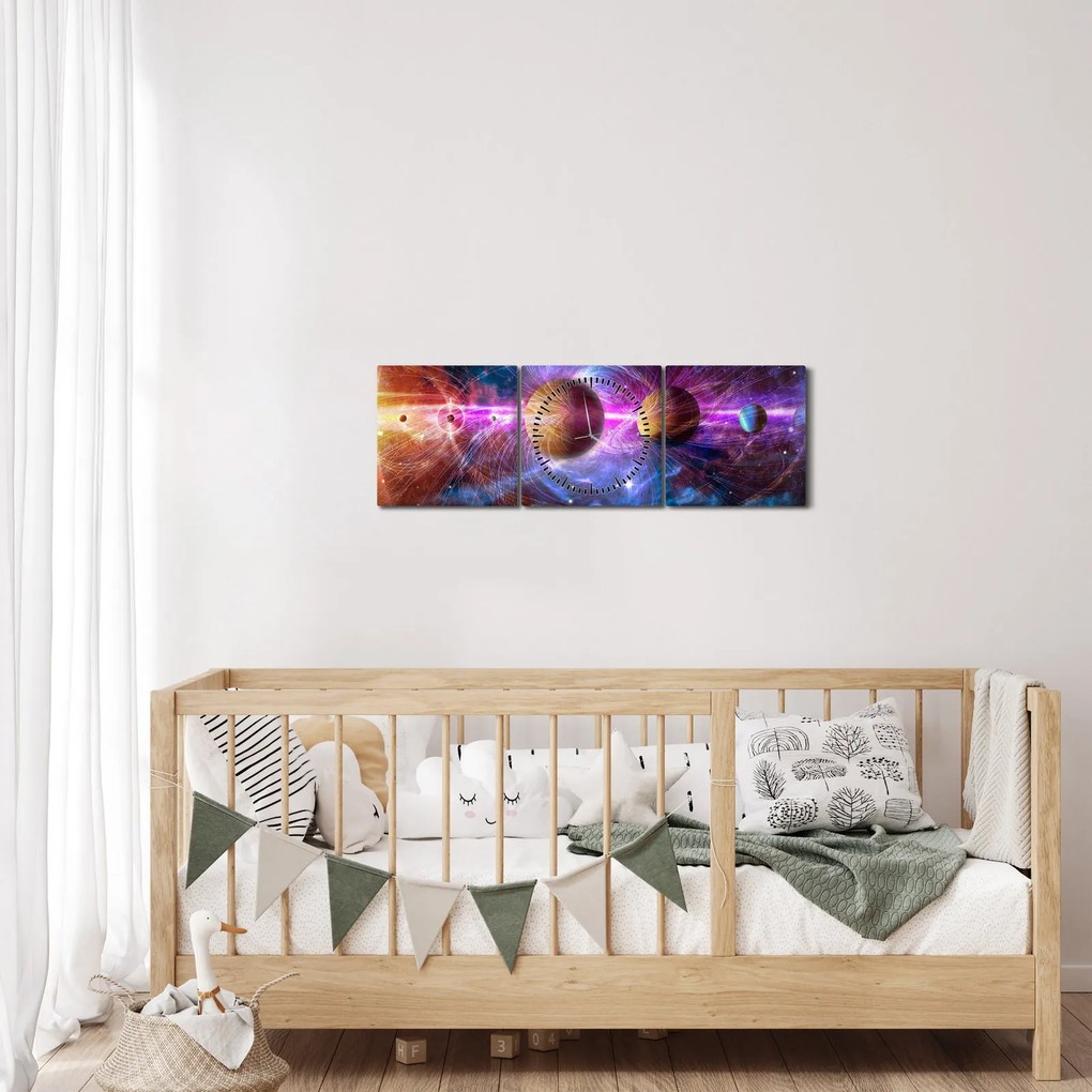 Kép - Naprendszer (órával) (90x30 cm)