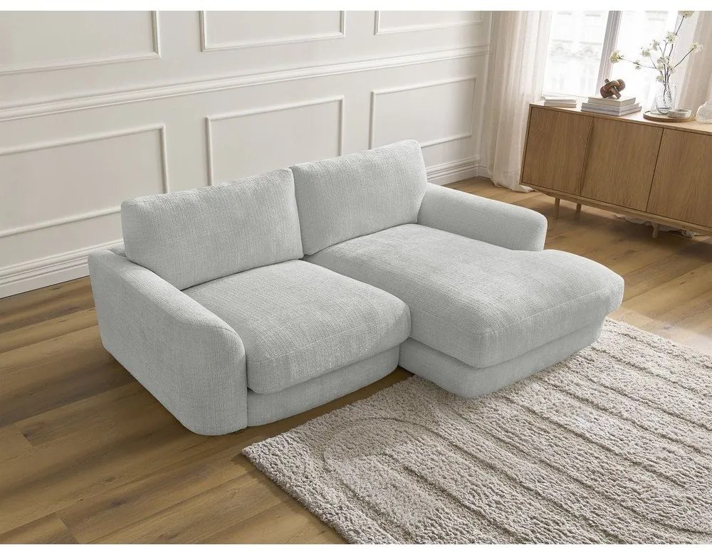 Világosszürke zsenília sarokkanapé (jobb oldali-heverő résszel) Leonore – Bobochic Paris