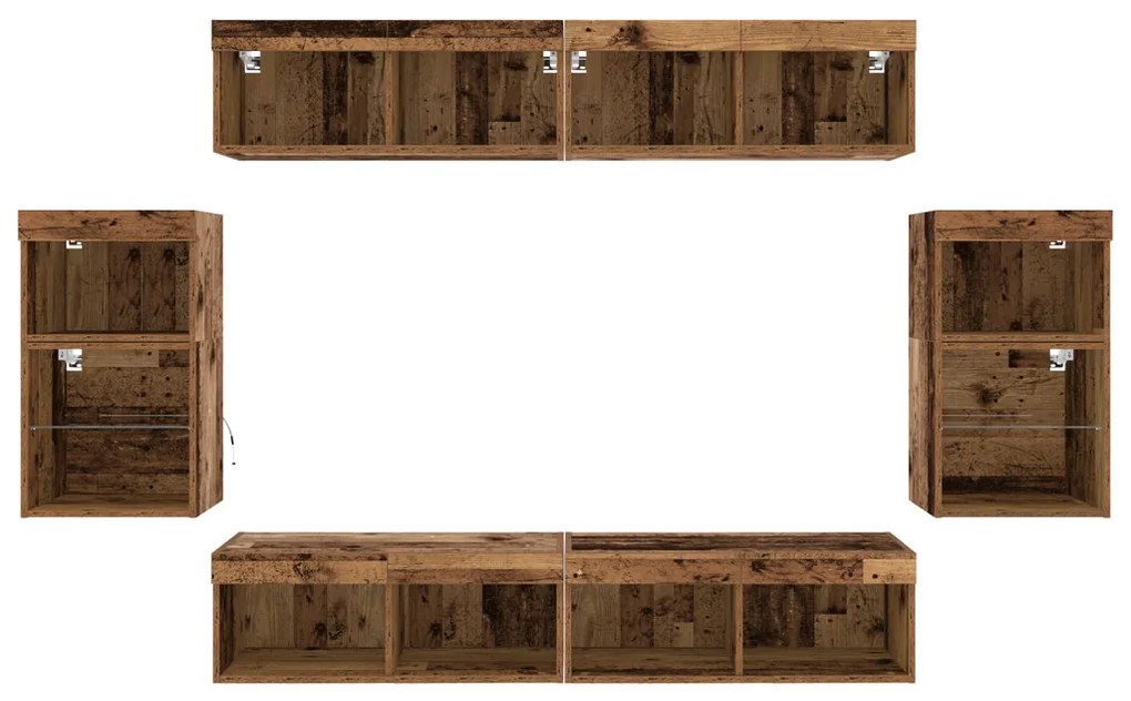 F Floating Shelf 2 db Régi fa 40x28.5x40 cm Mérnöki fa