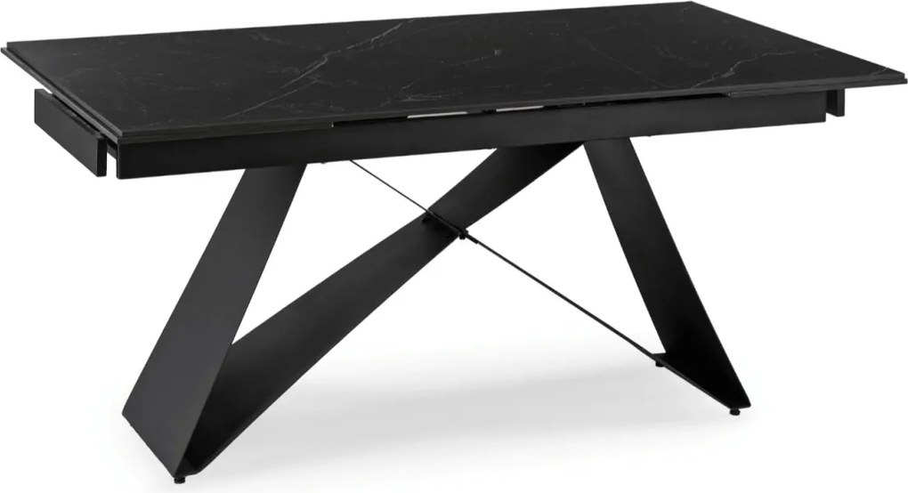 Kihúzható kerámia étkezőasztal 160–240 cm méretben, fekete márvány/fekete színben VICTOR
