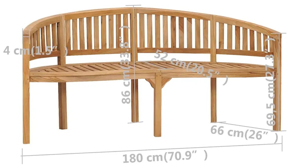 tömör tíkfa banán alakú pad 180 cm