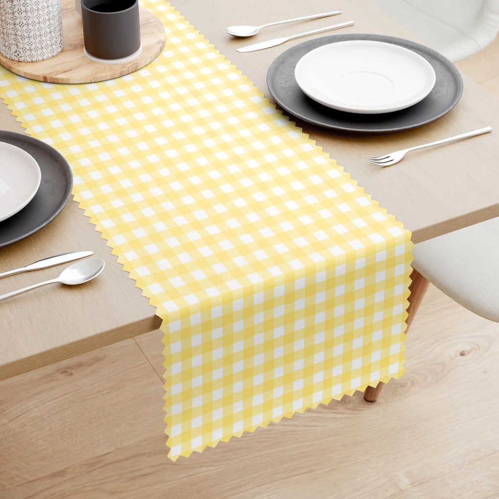 Goldea teflonbevonatú asztali futó - sárga kockás 50x120 cm