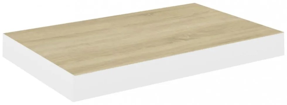 2 db tölgyszínű és fehér MDF lebegő fali polc 40 x 23 x 3,8 cm