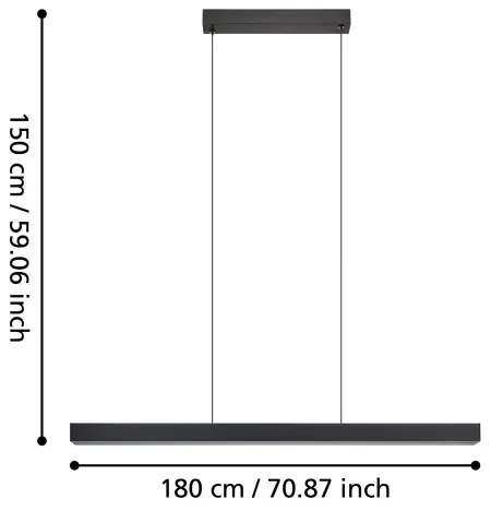 Eglo 390368 - MONTEBUONO LED 20W 230V 3000K fekete dimmelhető függeszték