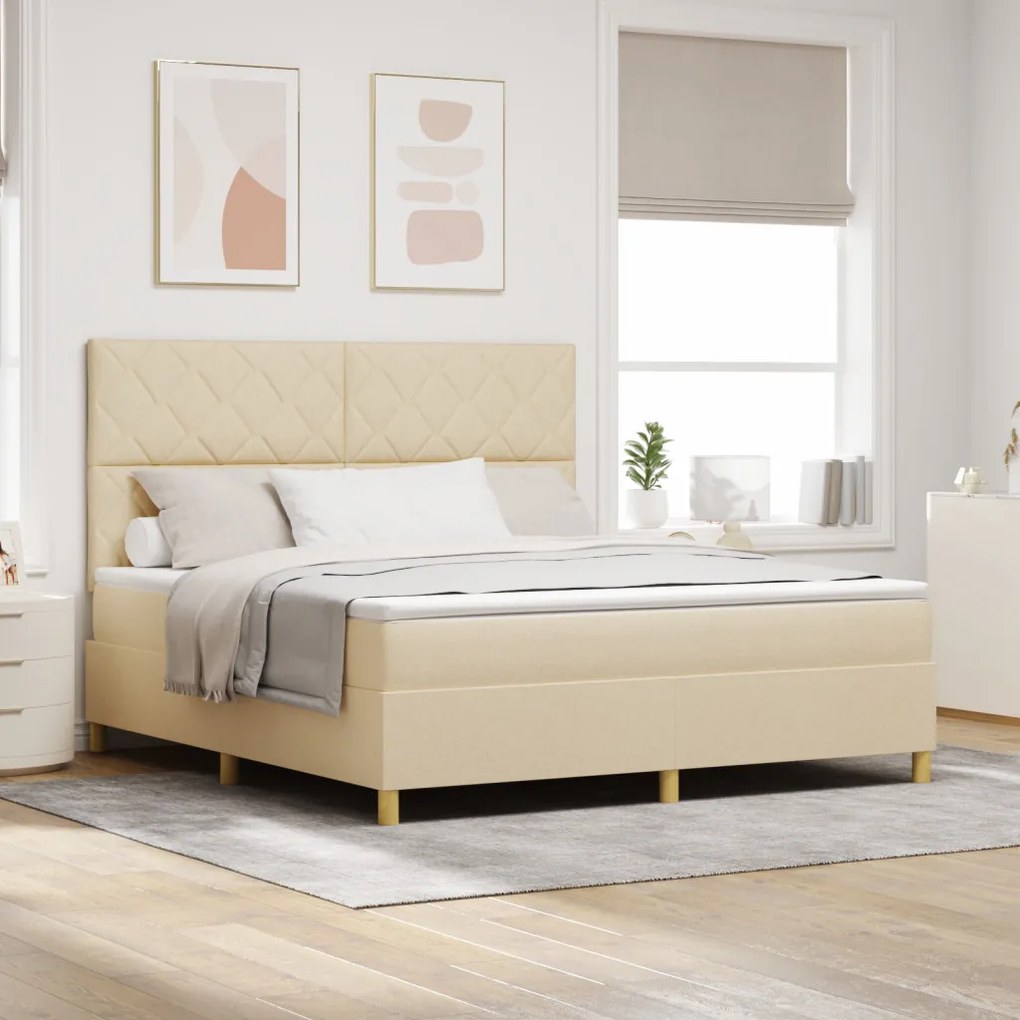 Box Spring Ágy Matraccal Krém Szuper Király Szövet