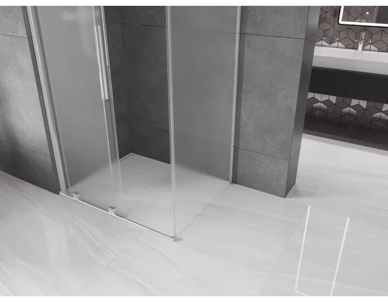 Mexen Velar, tolóajtós zuhanykabin 130 x 85 cm, 8 mm-es matt üveg, króm, 871-130-085-31-01