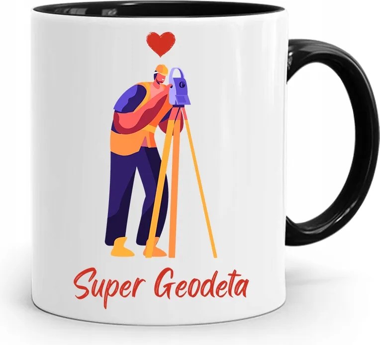 Fekete Bögre Geodéta Szuper Geodéta Ajándék fényképes nyomtatással