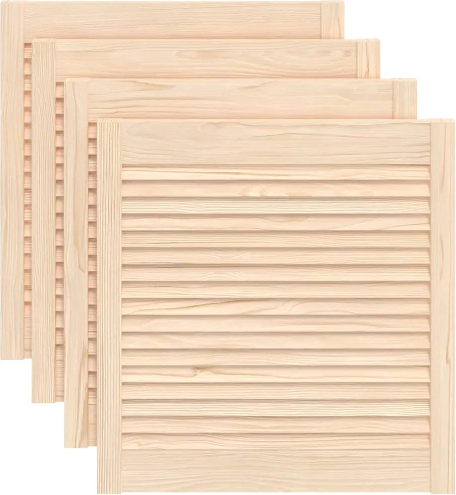vidaXL 4 db tömör fenyőfa lamellás szekrényajtó 61,5 x 59,4 cm